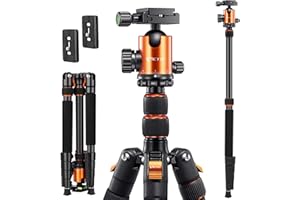 VICTIV 205cm Professionell Stativ für Kamera, Aluminiumlegierung Reisestativ Stativ für DSLR, 360 Grad Kugelkopf mit 38 mm Ladegewicht beträgt 10 kg, Abnehmbar Einbeinstativ mit Tragetasche - Orange