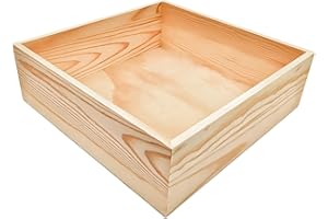 Anktily 1 Packung unlackierte Aufbewahrungsboxen aus Holz, 25 x 25 x 8 cm, quadratischer Organizer, rustikaler Naturholzbehälter für Zuhause, Büro & Veranstaltungsdekor