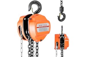 VEVOR Kettenzug mit 1 T Traglast, Handkettenzug, 6 m Hubhöhe, Hebezug mit G80-Kette, Hochleistungs-Flaschenzug, manuelle Hebezeuge, Kettenflaschenzug für Garagen, Lager, Automobilmaschinen, Orange