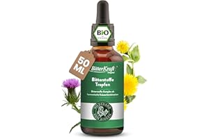 ‎BITTERKRAFT BitterKraft! Original BIO Bitterstoffe Tropfen 50 ml Pipette – Hildegard von Bingen – 9 erlesene Bitterkräuter - Verdauungsfördernd – hochdosierte Bittetropfen - 100% Natur – Vegan – Made in Germany