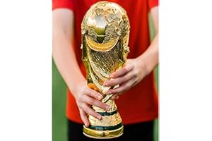 BURUVO Coupe du Monde Réplique 2022 Fans Souvenir Modèles Statue Fans Compétitions Gagnants Trophée Placage Or Résine Football Souvenir Prix Cadeau (Color : Gold Trophy, Size : 36cm/14.17in)