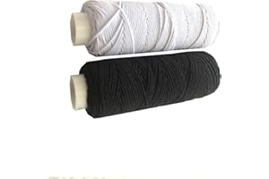 THE TRIMMING DEPARTMENT Shirring Shearing Elastic Thread, 20 Meter Each Colour Per Spool, Pack of 2 X 20m Spools, Sewing, Haberdashery, Craft, Smocking, Gathering, (White & Black), 30 Colours Available
