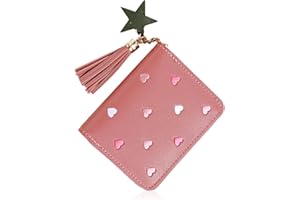 YCFISH Pu Leather Ladies Purse with Tassel Zipper for Teens, Girls, Women (Pink)