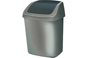 Curver 167910 Swing kosz na śmieci polipropylen, srebrny/węgiel, 15 l