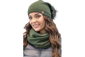 Vivisence Stylish Winter Women's Hat with Pom-Pom and Secure Extended Back Made from Warm Yarn with Double-Folded Bottom Unlined Interior Perfect for Cold Winter Days