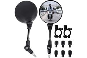 JABNOW Retrovisores Motos Homologados 1Par Espejos Moto Universal, Espejo Retrovisores Giratorio de 360°con Soportes y Tornillos, Espejos Laterales para Motocicletas, Scooters, Ciclomotor, ATV/ MT0