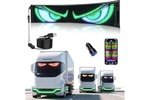 QNOAVVE LED Eyes for Trucks, 23"x5" Flexible Programmable Light Sign with Bluetooth APP Control, Full Color Scrolling LED Display Custom Text Pattern Animation, Devil Eyes Light for Car Windshield,Store,Bar