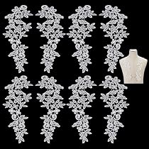 4x Weiße Spitzen-Applikationen – Florale Stickereien Zum Aufnähen, 30x8,5 Cm, Für Brautkleider, DIY & Deko