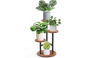 STLOVe® Porte Plante Interieur, Plusieurs Niveaux Plante D'étagère à Fleurs D'angle, Support De Plante En Métal Bois, 3 Niveaux Tabouret Plante, Exterieur Étagères Pour Jardin/Salon(Plante Non Inclus)