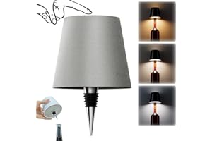 AIMARS Wireless Bottle Lamp, 3 Color Stepless Dimming Wine Bottle Lamp, LED Rechargeable Touch Control Wireless Bottle Lampshade for Bedroom, Restaurant, Bar (Silver, 1-Pack)