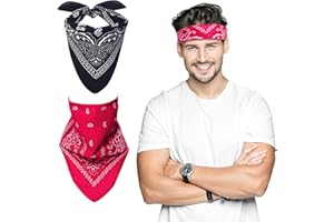 joyliveCY Bandana,2PCS Paisley Bandanas, Pirate Head Scarf, Hair Bandanas for Men Head Bandanas for Women, Multifunction Polyester-Cotton Headscarf Cowboy Accessories Pirate Headband for Party