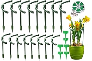 AMZMUKAUP 16 Stück Pflanzenstütze für den Garten, Kunststoff Halbrunde Garten Pflanzenhalter Blumenstütze Pflanzenstütze für Topfpflanzen, Tomaten, Gemüse, Rose, Pfingstrose (8Stück 15x24cm+8Stück 15x14cm)