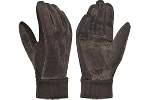 Harssidanzar Guantes de invierno para hombre de ante cálido forro polar de lana SM045EU