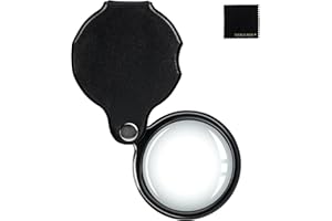 UNCLE PAUL 20X Pocket Magnifier - Black Mini Portable Handheld Folding Eye Loupe Magnifying Glass Lens with Rotating Protective Holster for Reading Inspection OS18