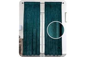 BEAUTEX Samt Vorhang Kräuselband U-Band Gardine Velvet abdunkelnd und Blickdicht, 140x245 cm (Breite 140 cm, Höhe 245 cm, Petrol)