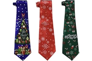 UDEWO Christmas Ties, Novelty Xmas Ties Santa Claus Tie Mens Snowflake Tie Boys Necktie Festive Cheer Party Secret Mens Gift for Christmas Party, Fancy Dress Up, Secret Funny Gifts
