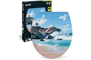 AQUASU SITZPLATZ® 40715 deska sedesowa wolnoopadająca, antybakteryjna deska sedesowa z duroplastu, standardowa uniwersalna deska sedesowa w kształcie litery O, zawiasy z tworzywa sztucznego, deska sedesowa