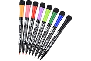 Willingood Whiteboard Marker, Magnetisch Whiteboard Schwamm mit Stifte, 2 in 1 Kreidemarker mit 8 Farben, Trocken Abwischbar, Rundspitze 1-2mm, Perfekt für Zuhause Schule Büro