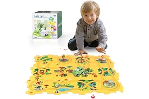 KADAYAYA Dinosaur Toy Puzzle Track for Kids Ages 3-5 with Slot Race Car, Toddler Puzzle Track Rail Car Play Set, Educational Jigsaw Toys for 3 4 5 6 Year Old Boys Girls, Montessori Toys Gift for Kids