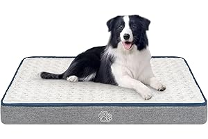 EMPSIGN Duże legowisko dla psa, nadaje się do prania, ortopedyczne legowiska dla psów, skrzynia dla psa z zmywalną zdejmowaną poszewką, poduszka dla zwierząt domowych, szara, 90 x 60 x 7,5 cm