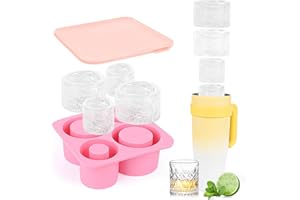 Eiswürfelform für Stanley Cups, Banaone Eiswürfelform Silikon mit 3 Fächern und Deckel BPA-frei, Eiswürfelschale Sichere Eiswürfel Form für 20 Oz 30 Oz 40 Oz Becher, Getränke Cocktails Kaffee (Rosa)