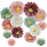 YBwanli Decorative Paper Flowers 12 Pieces | Multipurpose Kit for Baby Shower, Wedding, Birthday and Garden | Soothing Pastel