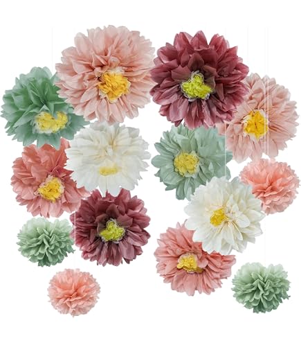EinsSein 5X Pompon di Carta Mix (3X 25cm 2X 35cm) Lilla Matrimonio Carta velina Decorativa Pom Pom veline Pompom Pompon Decorazioni Fiori di marmitta Moto Decorativi crespa giganti PON PON Colorati