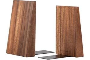 Muso Wood Podpórki do książek z drewna, podpórki na książki, do regałów, dekoracyjne podpórki na książki (akacjowe, 1 para)