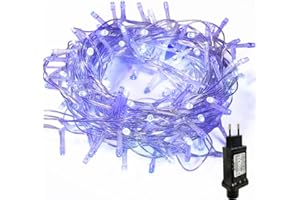 WISD Luci di Natale - Catena Luminosa 200 LED 13M Esterno Interno con Timer e Funzione di Memoria - Decorazioni Natalizie per Albero di Natale, Giardino, Matrimonio e Festa (Blu + Bianco)