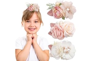 EUDUQ 3 fermagli per capelli a forma di fiore, piccoli fermagli per capelli per ragazze, perline per capelli, per bambini, per compleanno, regalo per la festa dei bambini
