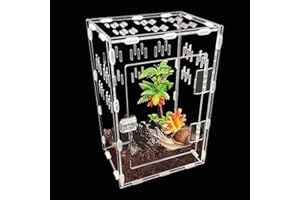 PRITOK Reptile Acrylic Feeding Box: 20 x 15 x 30 CM Jumping Spider Enclosure with Air Holes, Transparent Reptile Pet Breeding Case, Tarantula Enclosure Accessories for Praying Mantis, Spiders, Lizards