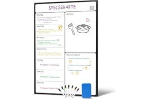 damoguin A3 Wochenplaner Abwischbar, Magnetisch Woche Menüplaner, Essensplaner für den Kühlschrank, Wöchentlicher Speiseplan, Magnettafel Planer Whiteboard für die Küche (Deutsch)