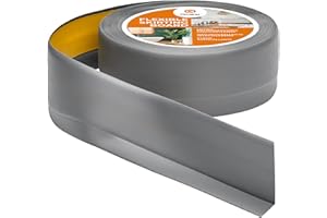 Quest Battiscopa Morbido Adesivo - 50 mm x 20 mm - Listello in PVC, Finitura Flessibile, Profilo Angolare per Cucina, Bagno, Parete, Pavimento - Decorativo (Grigio, 15m)