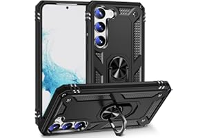Fetrim Funda para Galaxy S23 5G, Carcasa Shock Absorción de con Anillo de rotación Soporte para Samsung Galaxy S23 5G Negro