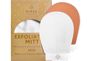 Mirak naturals 2 Exfoliating Gloves - SPA Hammam Body Scrubber - Fake Tan Remover Exfoliator Mitts