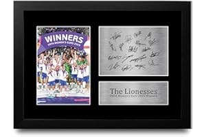 HWC Trading England Lionesses Euro 2025 Winners Printed Memorabilia Signed Autograph Photograph Display for Womens Football Fans and Supporters - A4 Framed