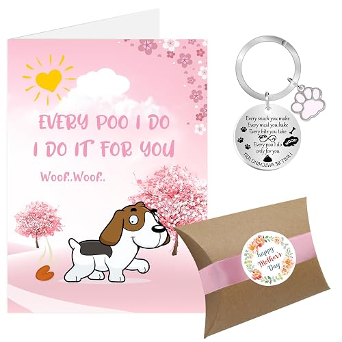 Mothers Day Card from the Dog, Happy Mothers Day Card from Dog Doggy Pup Puppy, Mothers Day Keyring Gifts from Dog with Gift Box, Mothers Day Dog Lover Dog Mum Gifts (Dog)