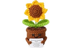 Hshenjhu Emotionale Unterstützung Sonnenblume, 14 x 7 cm Pocket Hug Sonnenblume, Crochet Doll with Positive Card, Pocket Hug Sonnenblumen Geschenke für Mädchen Jungen Geburtstagsfeier Geschenk