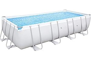 Bestway Power Steel Frame-Pool, 488 x 244 x 122 cm, rechteckig, grau, 11.532 Liter, ohne Pumpe und Zubehör, Ersatzteil, Ersatzpool