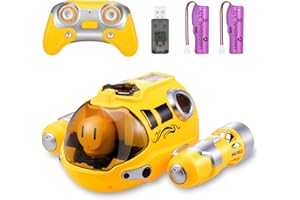Wyxron Ferngesteuertes Boot Kinder, 2,4-GHz Dual Propeller RC Boot mit Wasserspritzfunktion, Wasserspielzeug für Pools Lakes Jungen Mädchen Spielzeug im Freien Geschenke (Gelbes Spritzboot1)