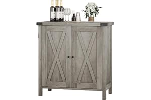 ‎GARVEE Garvee Kitchen Cabinet Sideboard with Doors Buffet Cabinet with Worktops Kitchen Buffet with Adjustable Shelf Country House Style for Kitchen, Living Room, Dining Room, Grey, 40 x 80 x 80 cm