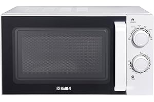 Haden Stainless Steel Interior Microwave Oven - 20l White Microwave, 700W with 6 Power Levels, 30min Timer, Defrost Function and 24.5cm Turntable Glass - Easy To Clean Microwave
