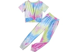 Ofanyia Kids Girl Tracksuit Clothes Set Long Sleeve Butterfly Print Sweatshirt Crop Tops + Pants Suit Children Girls Spring Fall Outfits Set Sports Hip Hop Costume