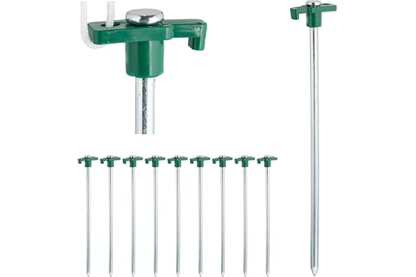 Relaxdays, Vert Sardines, set de 10, Ancrage pour les sols durs 25 cm, Piquet, Acier zingué, Stück