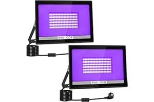 Lumière Noire LED 100W x2, T-SUNUS Projecteur Lumiere Noire UV Extérieur 395-405NM IP66 Étanche UV LED 100W Lumiere Noire Soiree Fluo à Effet Ultra-violet pour Soirée Peinture Fluorescente