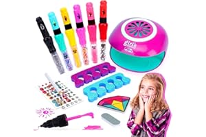 RIKONDA 7-8-9-10-11-12-Year-Old Girls Gifts: Kids Nail Polish Set Toys Ages 8-12 Birthday Presents Gift Nails Salon Craft Kits Ages 7-12 Spa丨Makeup Kit 10-12 Nail Art Studio