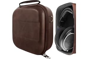 Geekria Etui ochronne na słuchawki kompatybilne z Sennheiser HD 550/505/599/598/560S/559/558/555/400 Pro, zapasowa twarda obudowa podróżna z miejscem na kable (PU brązowe)
