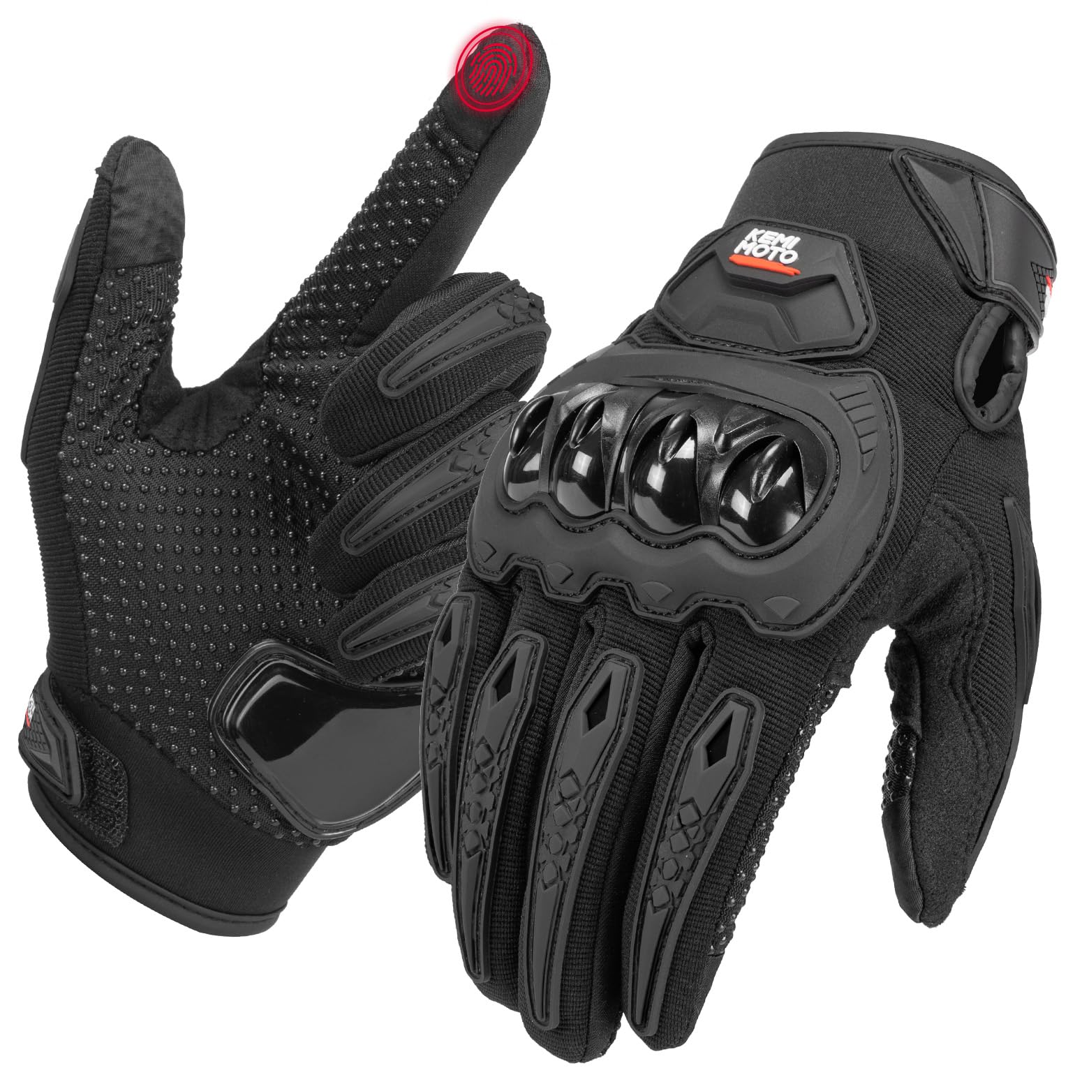 KEMIMOTO Motorrad Handschuhe Herr, Motorradhandschuhe Sommer mit Knöchelprotektor und Touchscreen, Atmungsaktive Outdoor Handschuhe für Herren und Damen, für Motorrad, Fahrrad, Roller, Jagd - 1