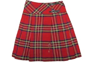 Tartanista Women's 23" - 59cm Black Scottish Wraparound Tartan Midi Kilt Skirt