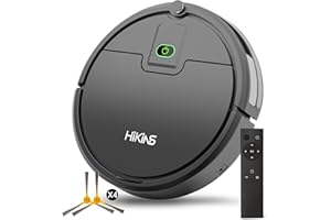‎HIKINS HiKiNS Roboter Staubsauger, 2000Pa Starke Saugkraft, kein Verheddern, schlank, leise, 120 Minuten Laufzeit, Staubsauger Roboter, ideal für niedrige Teppiche, Tierhaare, Hartböden